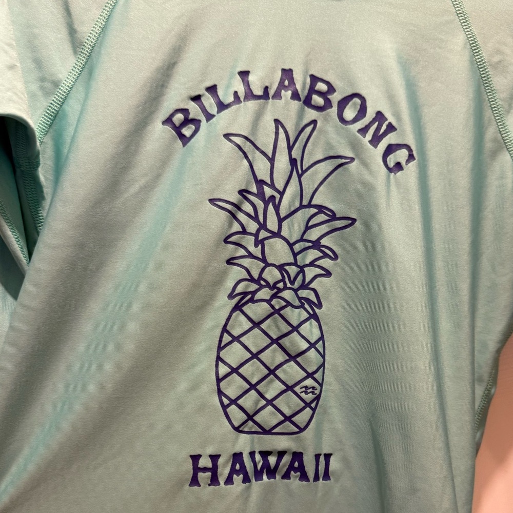 Billabong Teal Long Sleeve Rash Guard with Pineapple Print - Picture 2 of 5